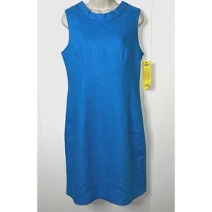 Joseph Ribkoff Linen Sheath Dress Size 8 Aqua Blue 520146 Sample‎